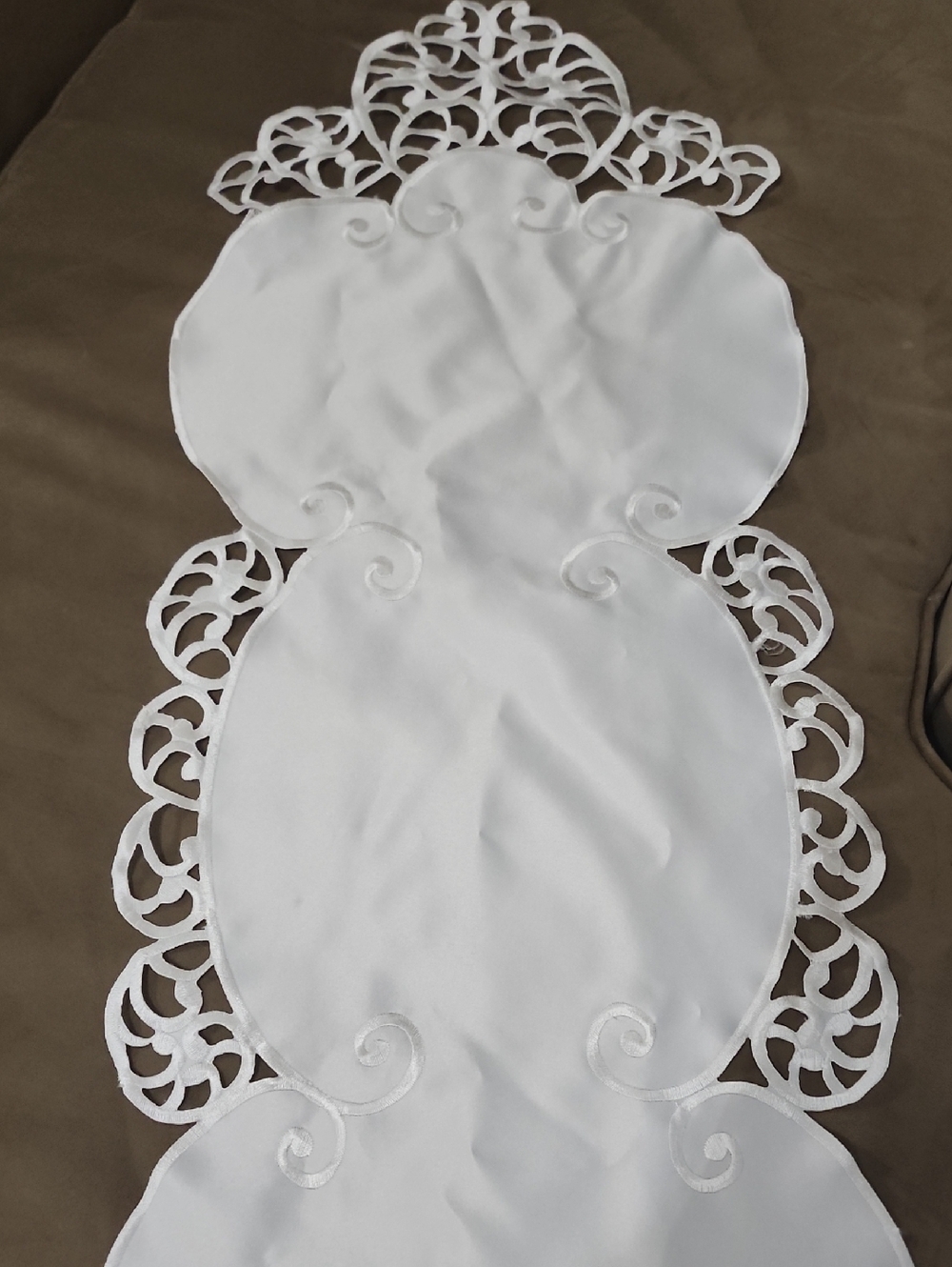 White Cutwork Embroidered Table Runner